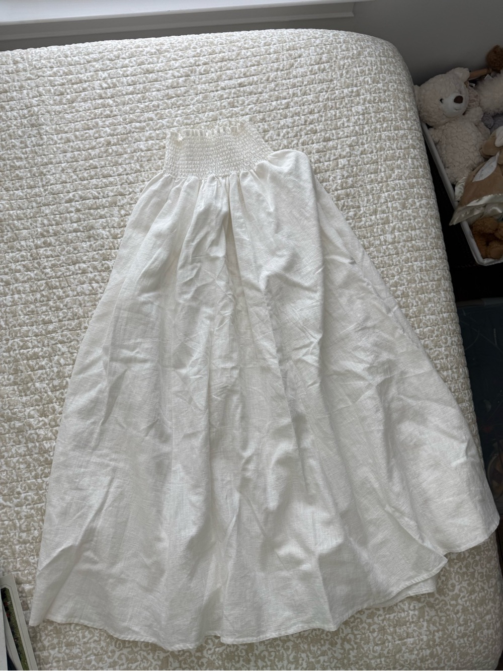 Linen Twist-Front White Puff Sleeve Top and Maxi Skirt Set - Picture 6 of 7